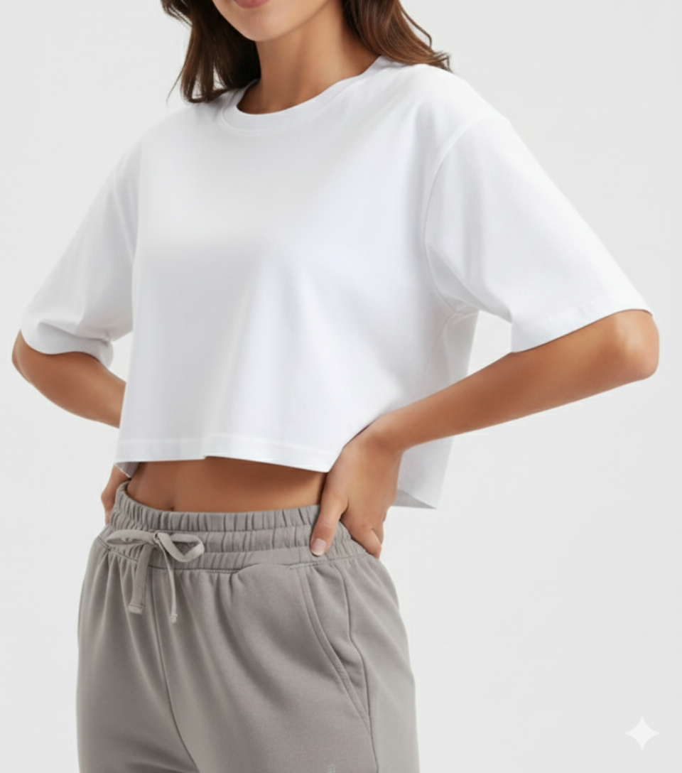 White Top Crop Oversize