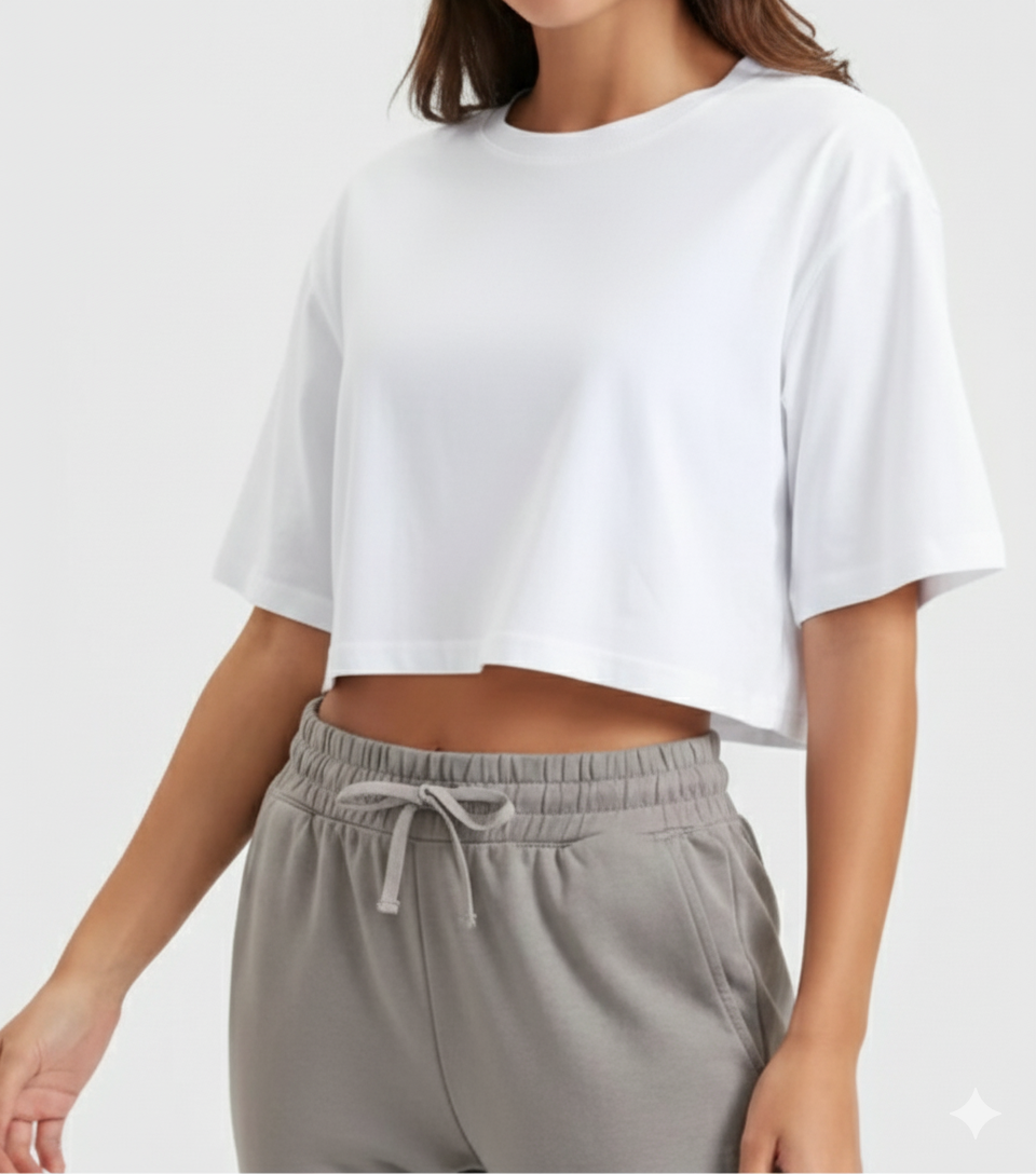 White Top Crop Oversize
