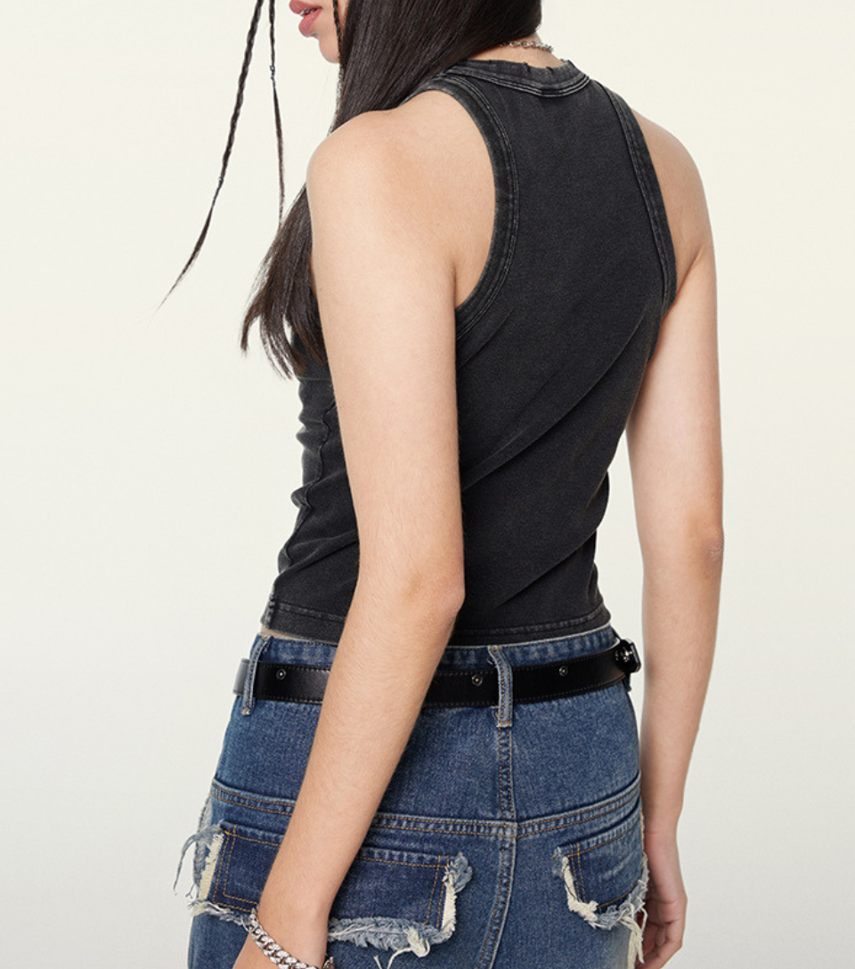 Australian retro top tank - black